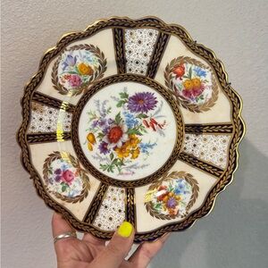 Royal Tuscan “Queen Mary” Reproduction Service Plate‎ – Cobalt & Floral, 8"
